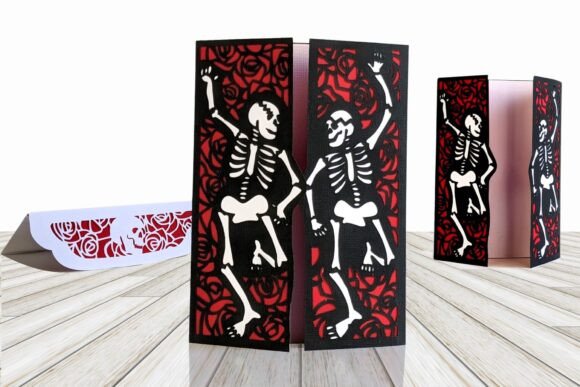 Gothic Halloween Card Svg With Skeleton Duet