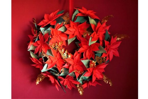 Easy Paper Flower Wreath SVG Poinsettia Kit