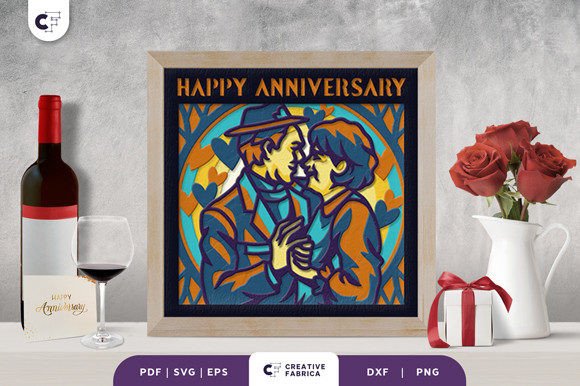 Senior Couple Anniversary Shadow Box SVG