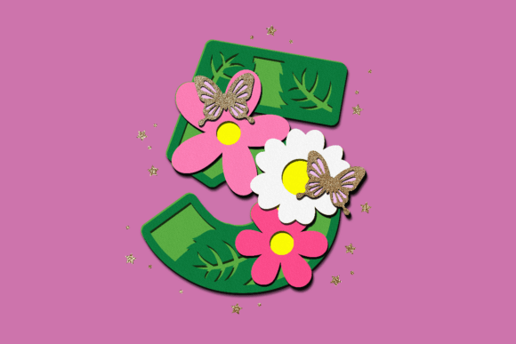 3D Flower Birthday Numbers SVG Set
