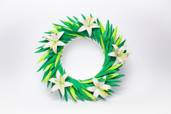 Graceful Paper Flower Wreath SVG Lilies