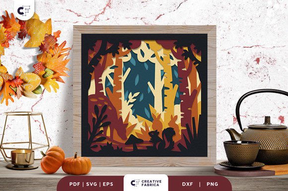 Autumn Forest Shadow Box Svg Wildlife