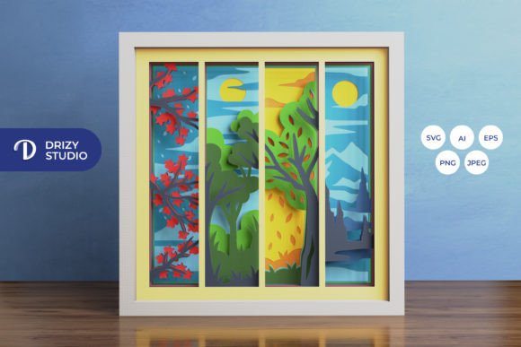 Four Season Nature Shadow Box SVG Lightbox