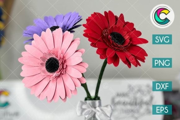 Bright Gerbera Paper Flower SVG Design