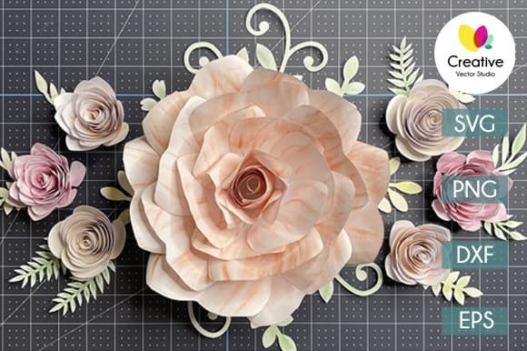 Giant Bloom Paper Rose SVG Template