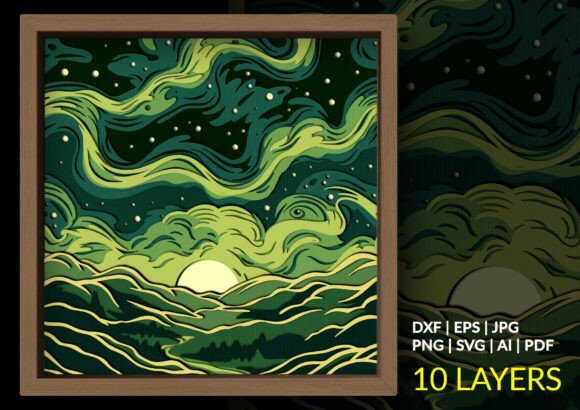 Green Nature Shadow Box Svg Starry Hills