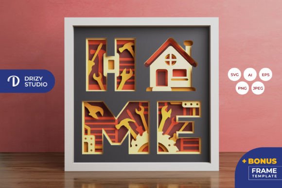 Home Crafting Tools Shadow Box Svg