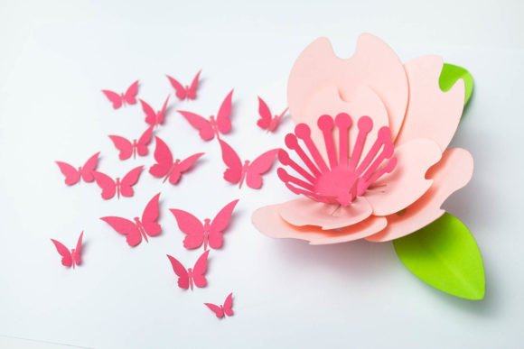 Cherry Blossom Paper Flower Wall Decor SVG