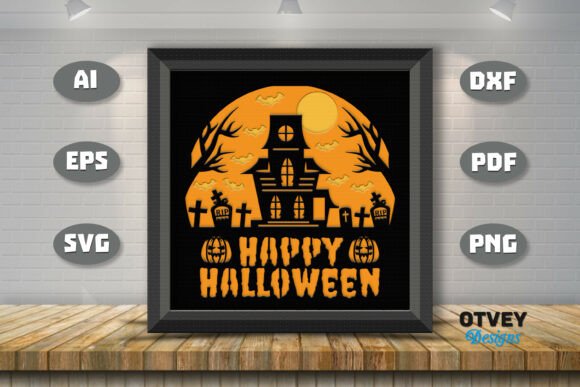 Haunted Halloween Shadow Box SVG Papercut