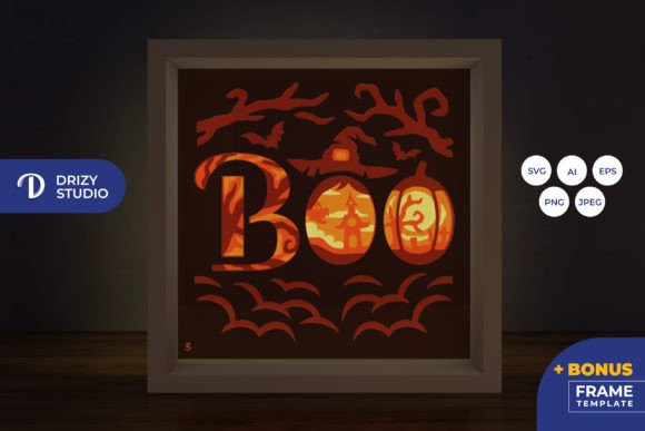 Boo Halloween Shadow Box Svg Glow