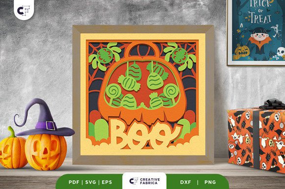 Candy Bag Pumpkin Shadow Box Svg Glow