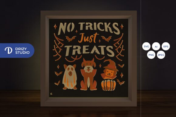 Dog Motif Halloween Shadow Box Svg