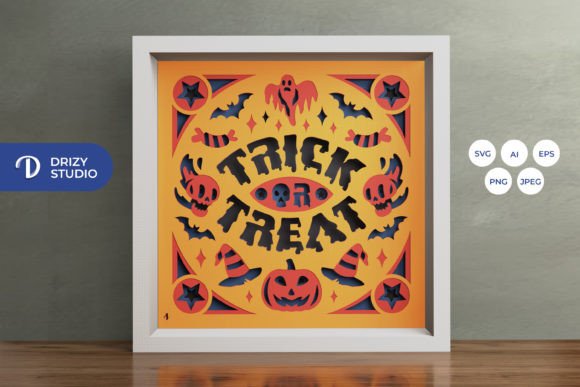 Trick Or Treat Halloween Shadow Box Svg