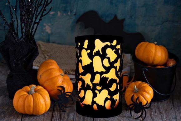 Ghost Halloween Paper Lantern SVG Decor