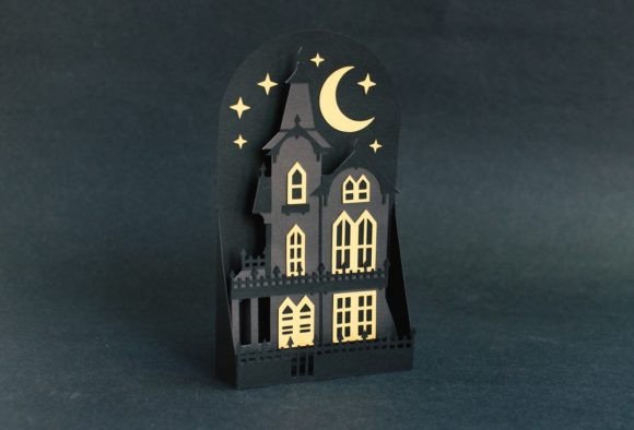 Haunted House Halloween Box Card SVG Design