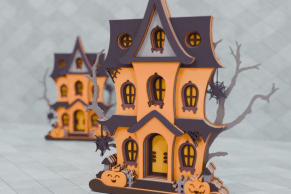 Laser Cut Haunted House SVG PaperCraft