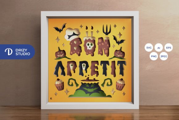 Bon Appetit Halloween Shadow Box Svg