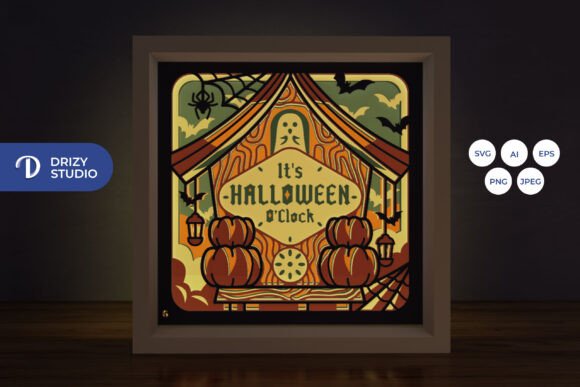 It’s O’Clock Halloween Shadow Box Svg