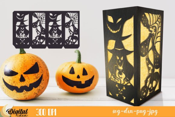 Shadowy Halloween Paper Lantern SVG Decor