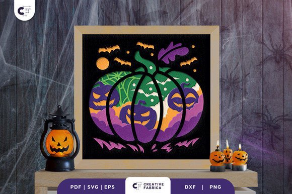 8 Layer Pumpkin Shadow Box Svg Display