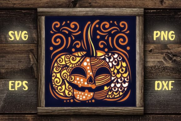 Zentangle Pumpkin Shadow Box Svg Glow