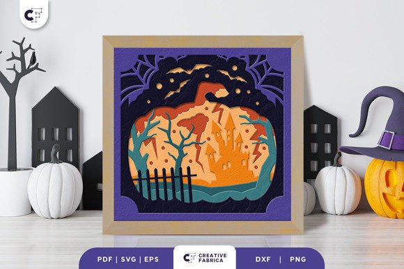 Spooky Layers Pumpkin Shadow Box Svg Scene