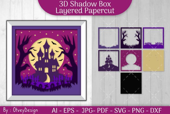 Moonlit Halloween Shadow Box Svg Scene