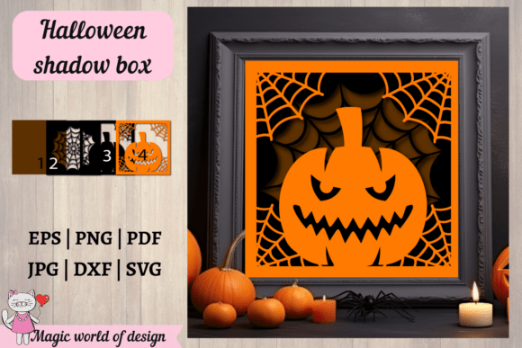 Halloween Pumpkin Shadow Box Svg Cut File