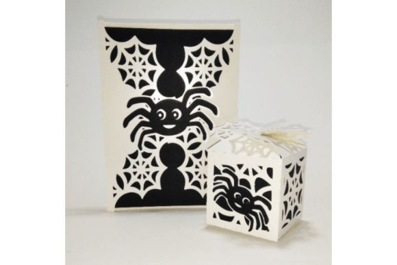 Spider Web Halloween Box Card Svg Set