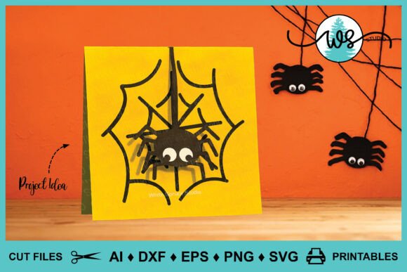 Spiderweb Halloween Card Svg Template