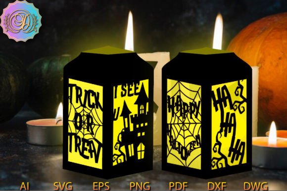 Trick Treat Halloween Paper Lantern SVG Set