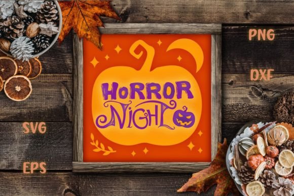 Horror Night Halloween Shadow Box Svg
