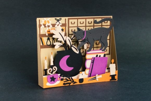 Witch Kitchen Halloween Box Card SVG Scene