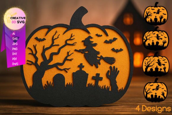 Witch Graveyard Pumpkin Svg Bundle
