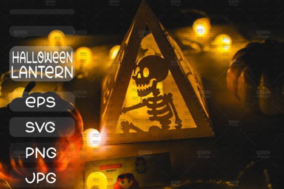 Pyramid Halloween Paper Lantern SVG Decor