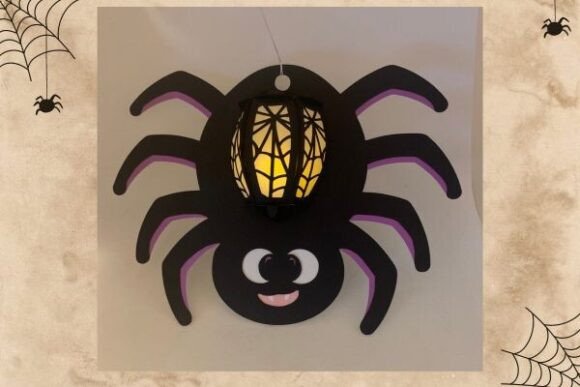 Hanging Spider Halloween Paper Lantern SVG Craft