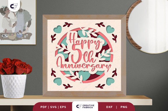 Happy 5th Anniversary Shadow Box SVG