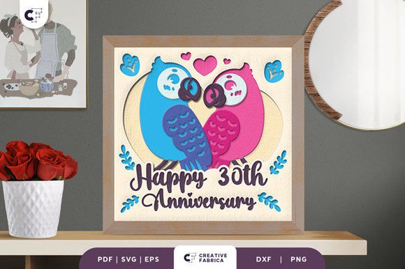 Lovebirds Anniversary Shadow Box SVG