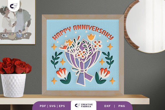 Bouquet Charm Anniversary Shadow Box Svg Keepsake