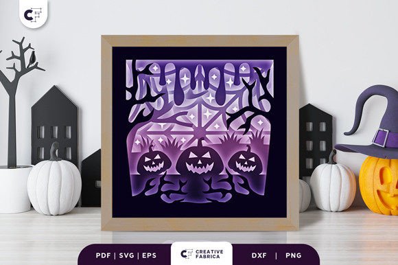 Haunted Forest Pumpkin Shadow Box Svg Scene