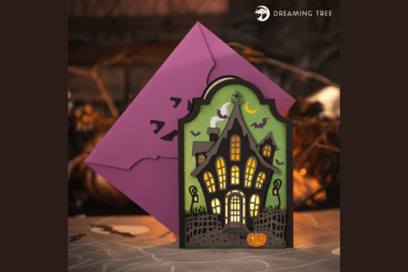 Moonlit Halloween Card Svg Haunted House