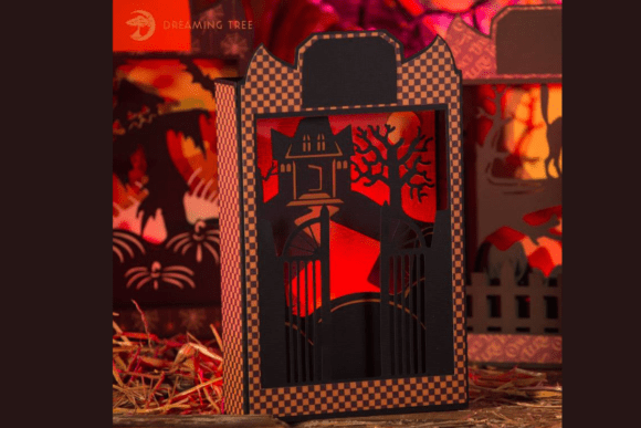 Haunted House Halloween Box Card Svg Scene