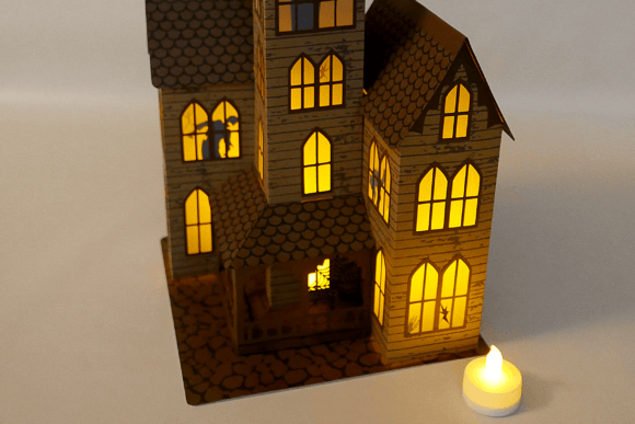 Collapsible Haunted House SVG Mansion