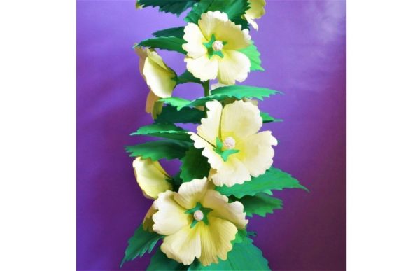 Hollyhocks Paper Flower SVG Template