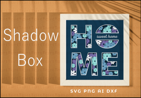 Blue Blooms New Home Shadow Box Svg Style