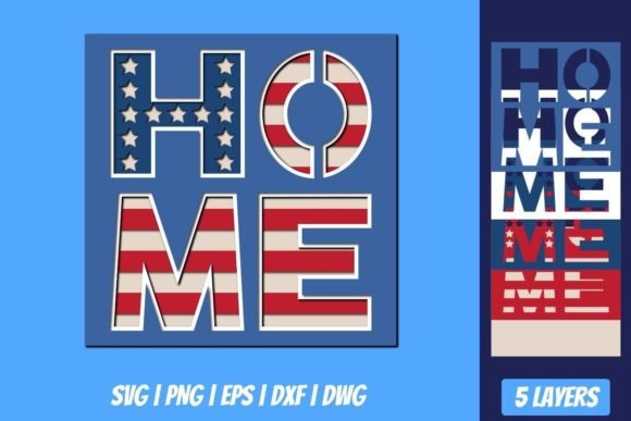Patriotic New Home Shadow Box Svg Art