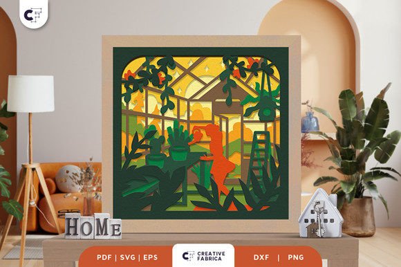 House Plant New Home Shadow Box Svg Scene