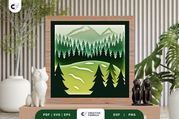 Lake View Forest Shadow Box Svg Art