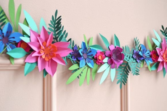 Leafy Paper Flower Wall Decor SVG Garland