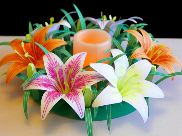 Graceful Paper Flower Wreath Svg With Lilies